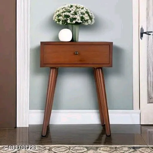 Aaliya PCENFAP071 Mart Wooden Bedside Table, Nighstand with Solid Wood Legs for Bedroom, Classic Lamp Stand or Sofa Side Table with 1 Storage Drawer for Living Room and Offices