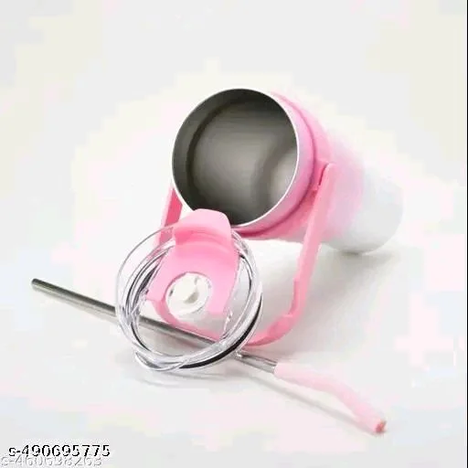 1200ml PCENFAP072 Stainless Steel Tumbler with Handle, Dual Lid, Drinking Straw | Hot and Cold Double Vacuum Insulated Flask | Fits Car Cup Holders |
- Pink