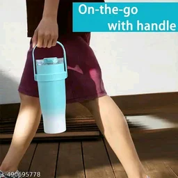 1200ml PCENFAP072 Stainless Steel Tumbler with Handle, Dual Lid, Drinking Straw | Hot and Cold Double Vacuum Insulated Flask | Fits Car Cup Holders |
- Cerulean