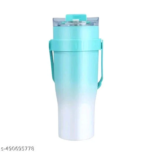 1200ml PCENFAP072 Stainless Steel Tumbler with Handle, Dual Lid, Drinking Straw | Hot and Cold Double Vacuum Insulated Flask | Fits Car Cup Holders |
- Cerulean