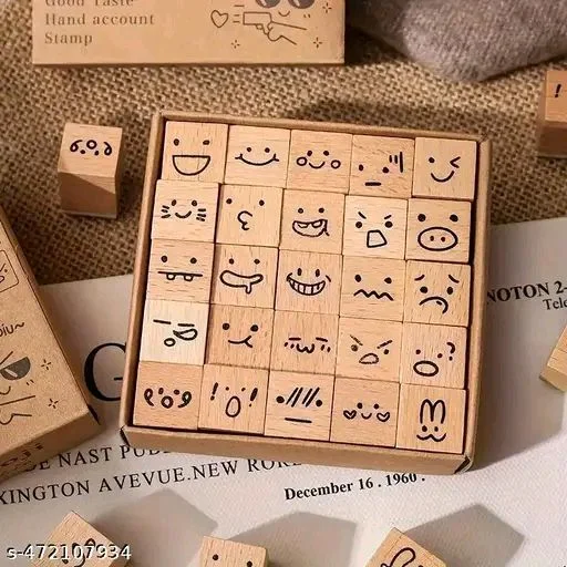 8PC PCENFAP078 Spray Shadow Series Retro Floral Plant Wooden Seal Stamp Pack Diy Scrapbooking, Crafts & Stationery Fun Seal Stamp (PACK OF 8PC)
- Combo Design 2
