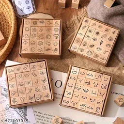 8PC PCENFAP078 Spray Shadow Series Retro Floral Plant Wooden Seal Stamp Pack Diy Scrapbooking, Crafts & Stationery Fun Seal Stamp (PACK OF 8PC)
- Combo Design 2