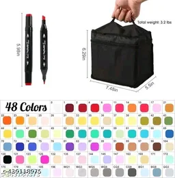48:PCS PCENFAP082 TOUCH COLOUR PEN 48 COLOURS ART MARKERS SKETCH PEN WITH DUAL TIPS-FINE BROAD CHISEL ART SUPPLIES FOR COLOURING SKETCHING AND DRAWING WITH MARKER CASE PEN (48PSC)
