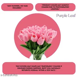 Purple PCENFAP090 Leaf 5PCs Artificial Flower White Tulip Flowers Sticks For Gifting Decorative Items Home Decor,Office, Bedroom, Balcony,Living Room Corner Table Top Bedroom Wedding Party Festive - Sundown