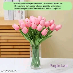 Purple PCENFAP090 Leaf 5PCs Artificial Flower White Tulip Flowers Sticks For Gifting Decorative Items Home Decor,Office, Bedroom, Balcony,Living Room Corner Table Top Bedroom Wedding Party Festive - Sundown