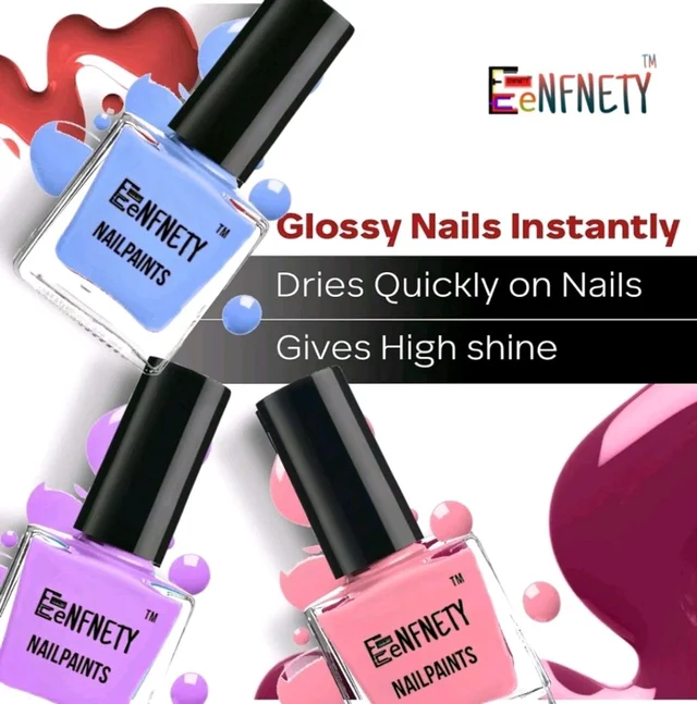 Eenfnety ™ Nailpaints PCENFNP001 for Women | Long Lasting Nail Polish for Women Girls, Gel Nailpaint Combo, Glossy Finish Nailpolish Combo, Vegan, Non-Toxic, Chip Resistant, 10ml
