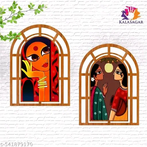 Kalasagar PCENFAP999 Premium Jharokha Designer Painting MDF Wooden Wall Decor Hanging Panel for Home Decoration | Office | Gift | Wall Decor Hanging Items | Wall Art | Living Room | Bedroom | Pack of 2 Pieces