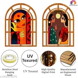 Kalasagar PCENFAP999 Premium Jharokha Designer Painting MDF Wooden Wall Decor Hanging Panel for Home Decoration | Office | Gift | Wall Decor Hanging Items | Wall Art | Living Room | Bedroom | Pack of 2 Pieces