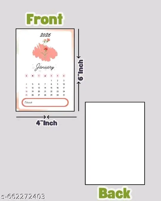 2026 Aesthetic Mini Desk Calendar with Wooden Easel Stand.
Name: 2026 Aesthetic Mini Desk Calendar with Wooden Easel Stand.
Organize your month in style with this charming mini desktop calendar for January 2026. Featuring a delicate floral design and a soft color