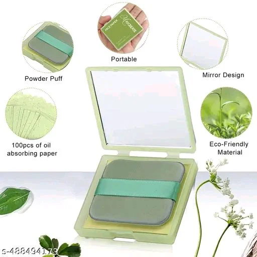 100pcs Oil Blotting Sheets for Face,Bamboo Charcoal Paper Portable Oil Absorption Paper with Portable Mirror Case Makeup Puff For Oil Skin, Does Not Take Off Makeup, And Makeup Holding Oil Off Paper
- Mint Green