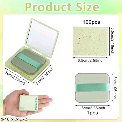 100pcs Oil Blotting Sheets for Face,Bamboo Charcoal Paper Portable Oil Absorption Paper with Portable Mirror Case Makeup Puff For Oil Skin, Does Not Take Off Makeup, And Makeup Holding Oil Off Paper
- Mint Green