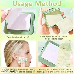 100pcs Oil Blotting Sheets for Face,Bamboo Charcoal Paper Portable Oil Absorption Paper with Portable Mirror Case Makeup Puff For Oil Skin, Does Not Take Off Makeup, And Makeup Holding Oil Off Paper
- Mint Green
