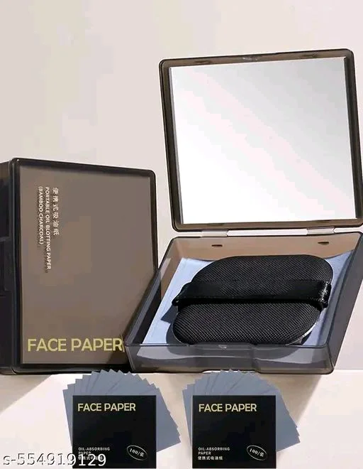 100pcs Oil Blotting Sheets for Face,Bamboo Charcoal Paper Portable Oil Absorption Paper with Portable Mirror Case Makeup Puff For Oil Skin, Does Not Take Off Makeup, And Makeup Holding Oil Off Paper
- Black