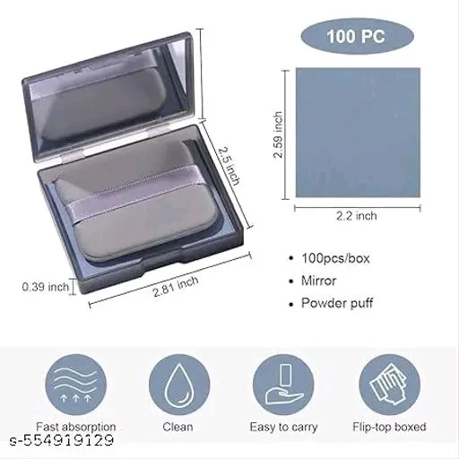100pcs Oil Blotting Sheets for Face,Bamboo Charcoal Paper Portable Oil Absorption Paper with Portable Mirror Case Makeup Puff For Oil Skin, Does Not Take Off Makeup, And Makeup Holding Oil Off Paper
- Black