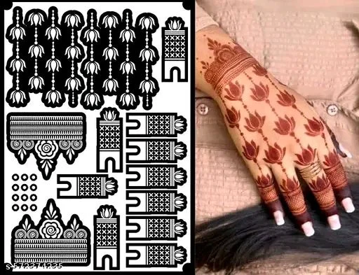 Eureka's Henna Stencil Tattoo For Girls, Women's And Kids| Latest Mehendi Stencil
- Type 1