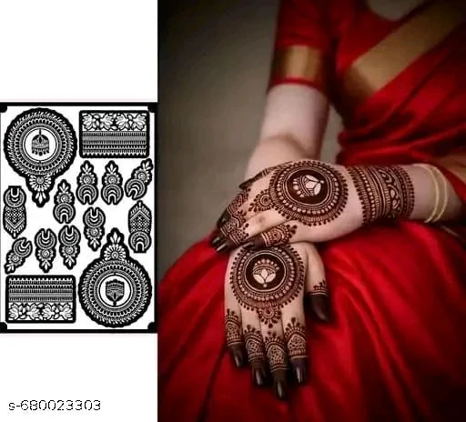 Eureka's Henna Stencil Tattoo For Girls, Women's And Kids| Latest Mehendi Stencil
- Type 4