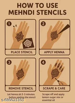 Eureka's Henna Stencil Tattoo For Girls, Women's And Kids| Latest Mehendi Stencil
- Type 4