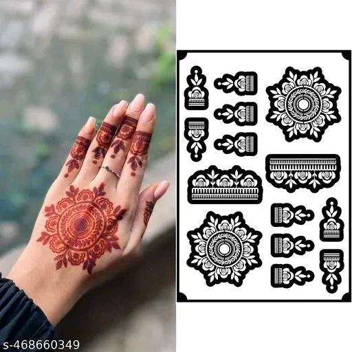 Eureka's Henna Stencil Tattoo For Girls, Women's And Kids| Latest Mehendi Stencil
- Type 6