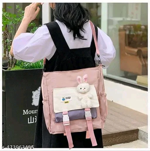 Korean Nylon Schoolbag Female Crossbody Female Student Shoulder Bag Large Capacity School Bag Crossbody Bag Tote Bag, Multiple Pockets & Adjustable Strap, Fashionable Shoulder Bag, Ideal For Traveling(ANY COLOUR SEND)