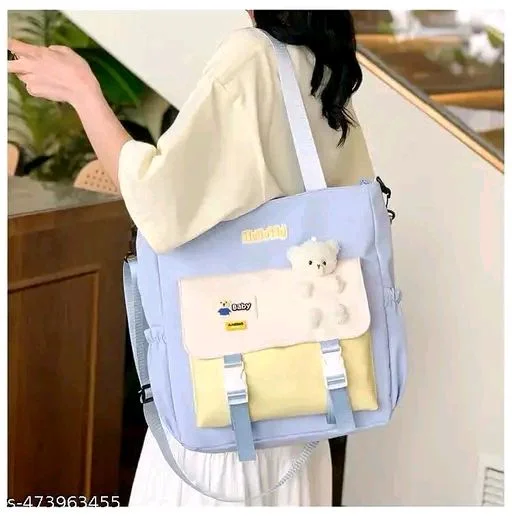 Korean Nylon Schoolbag Female Crossbody Female Student Shoulder Bag Large Capacity School Bag Crossbody Bag Tote Bag, Multiple Pockets & Adjustable Strap, Fashionable Shoulder Bag, Ideal For Traveling(ANY COLOUR SEND)