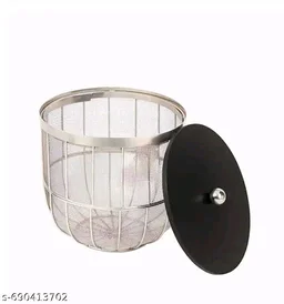 New Modern Insect-Free Metal Fruit Basket/Bowl with Lid – Perfect for Fruits, Vegetables, and Home Décor, Durable Design, 22x24cm (Silver)