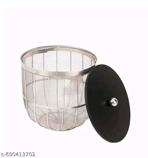 New Modern Insect-Free Metal Fruit Basket/Bowl with Lid – Perfect for Fruits, Vegetables, and Home Décor, Durable Design, 22x24cm (Silver)