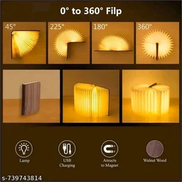 Book Lamp 360° Rechargeable LED Book Night Lamp - Best Unique Kawaii Gifts Ever - Portable Reading Table Lamp - (Walnut Wood)
