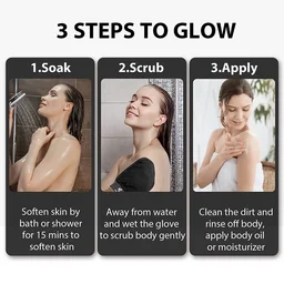 DAILY DAYS Exfoliating Scrub Glove Shower Scrub Gloves Body Facial Tan Massage Mitt (Pack of 1, Black)