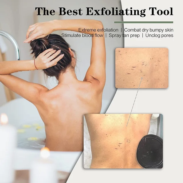 Exfoliating Scrub Glove Shower Scrub Gloves Body Facial Tan Massage Mitt (Pack of 1, Black)