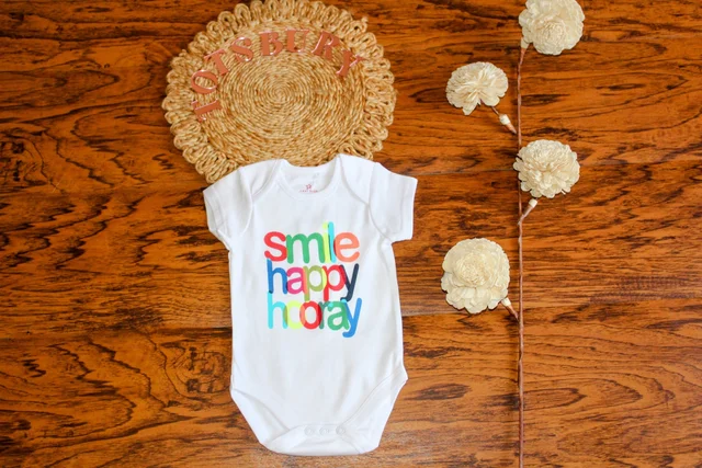 "Smile Happy Hooray" Baby Romper - 3 to 6 Months