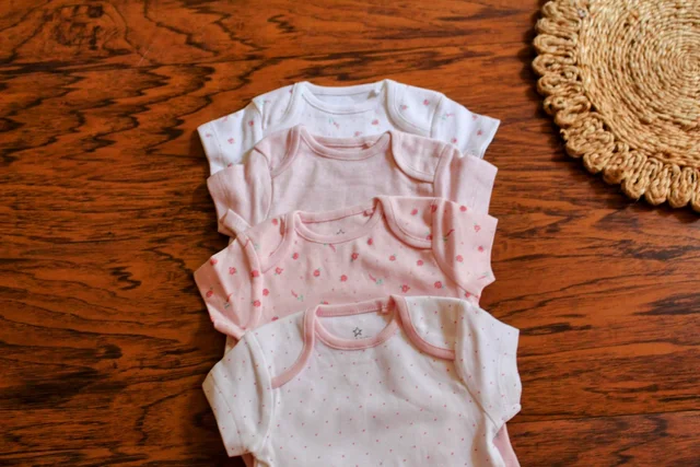 Baby Girl's Cotton Romper Set - Pack of 4 (Floral & Polka Dot Prints)