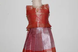 Elegant Gold and Red Traditional Baby Pavada Set - 6-12 Month