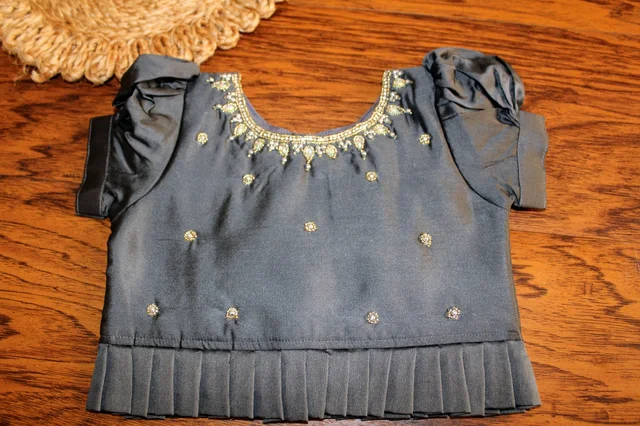 Classic Grey and Gold Traditional Baby Pavada Set - 6-12 Month