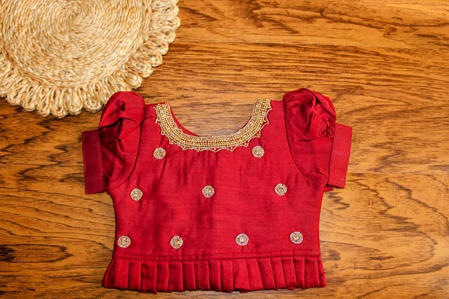 Classic Maroon and Mint Green Traditional Baby Pavada Set - 6-12 Month
