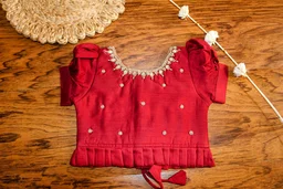 Elegant Maroon and Sky Blue Traditional Baby Pavada Set - 6-12 Month