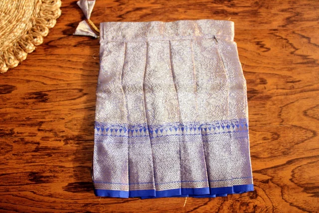 Traditional Blue Brocade Baby Pavada Set - 6-12 Month