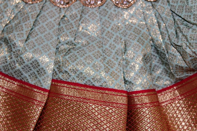 Elegant Traditional Baby Frock with Multiple Border Designs - 0-6 Month
