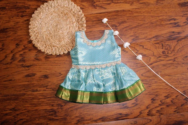 Elegant Traditional Baby Frock with Green Border 