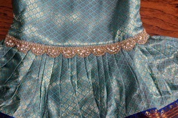 Elegant Traditional Baby Frock with Blue Border - 0-6 Month