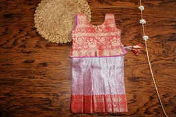 Elegant Gold and Red Traditional Baby Pavada Set - 6-12 Month