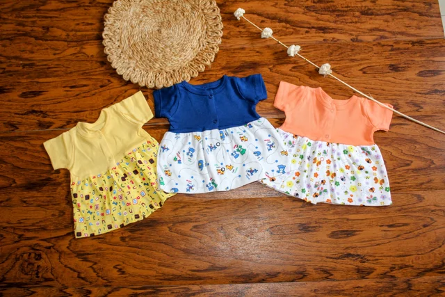 Baby Cotton Frock Set - Assorted Designs (Set of 3)