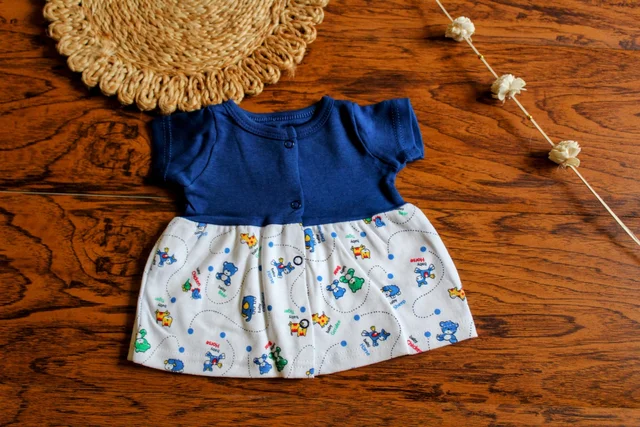 Baby Cotton Frock Set - Assorted Designs (Set of 3) - 0-3 Month