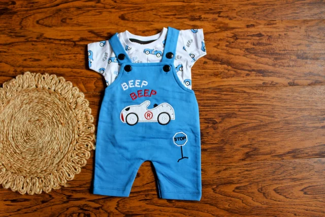 Car Print Dungaree Set