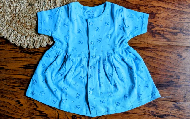 Blossom Joy Baby Girl Frock – Green Bird Print