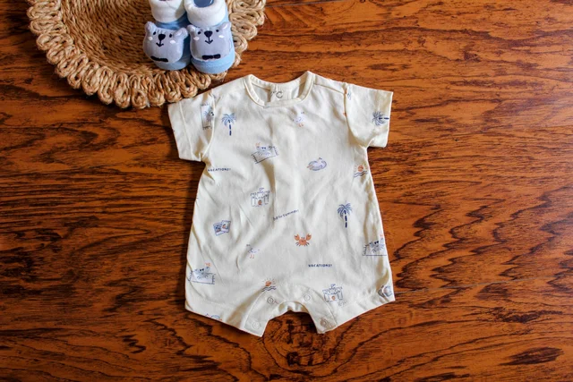  Hello Summer Beach Print Baby Romper 