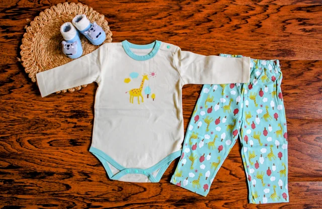 Safari Snuggles” Baby Romper & Pants Set