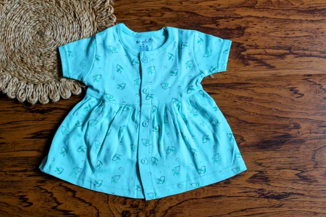 sky blue Petal Flutter Frock – Baby Girl Cotton Dress