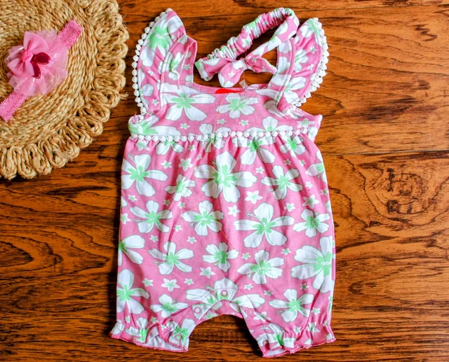 Tropical Petals Ruffle Romper & Headband Set
