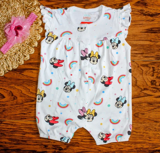 Disney Baby Girl Romper – Minnie Mouse & Rainbow Print