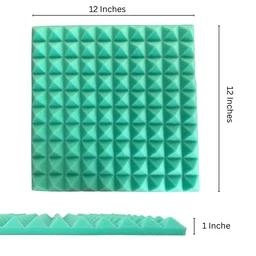 URBAN-X Pyramid Soundproofing Studio Acoustic Foam 1'x1' - 1 Inches 50D High Density, Soundproof Foam, Noise Reduction Panels, Echo Absorption - Pack of 18 + 1 Adhesive Spray, Bright Turquoise, 25mm Thickness